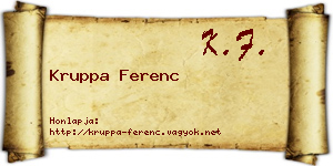 Kruppa Ferenc névjegykártya